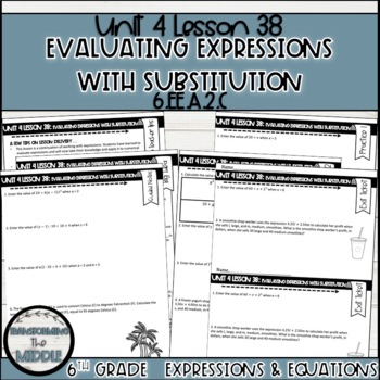 Preview of Evaluating Expressions with Substitution Lesson | 6th Grade Math | Freebie