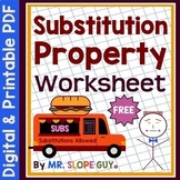 Evaluating Expressions with Substitution Worksheet FREE