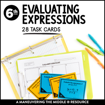 Preview of Expressions Activity | Evaluating Expressions with Variables Task Cards