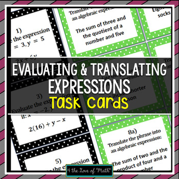 Preview of Evaluating Expressions/Translating Phrases:Task Cards