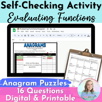 Preview of Evaluating Functions Anagram Activity for Algebra 1 - Digital and Printable