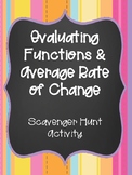 Evaluating Functions & Average Rate of Change Scavenger Hunt