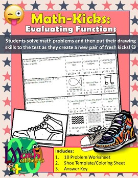 Preview of Evaluating Functions Coloring Activity | Math-Kicks Shoe Design Activity
