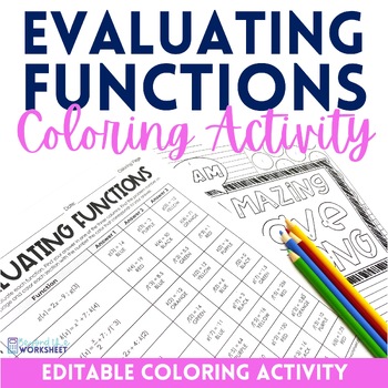 Preview of Evaluating Functions Coloring Page Algebra Activity