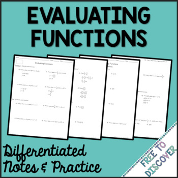 Preview of Evaluating Functions Notes and Practice