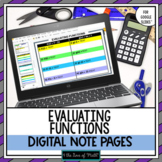 Evaluating Functions Digital Note Pages for Google Drive™