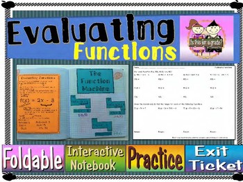 Preview of Evaluating Functions(Function Notation) Foldable, INB, Practice, and Exit Ticket