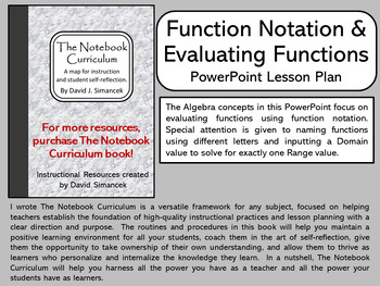 Preview of Evaluating Functions & Function Notation - The Notebook Curriculum Lesson Plans