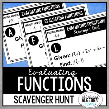 Preview of Evaluating Functions | Scavenger Hunt