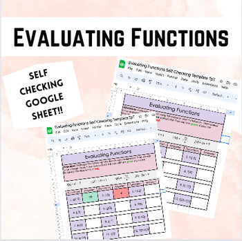 Preview of Evaluating Functions Self Checking Activity (Google Sheets)