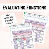 Evaluating Functions Self Checking Activity (Google Sheets)