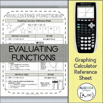 Preview of Evaluating Functions | TI-84 Graphing Calculator Reference Sheet and Practice