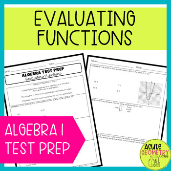 Preview of Evaluating Function Notation & Evaluating Functions from Graphs - Algebra Review