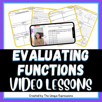 Preview of Evaluating Functions Video Lessons with Guided Notes and Practice