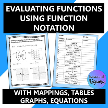 Preview of Evaluating Functions using Function Notation