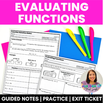 Preview of Evaluating Functions with Function Notation Guided Notes Practice Exit Ticket