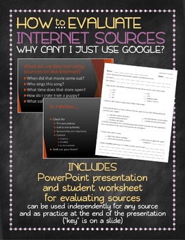 Preview of Evaluating Internet Sources - presentation and worksheet