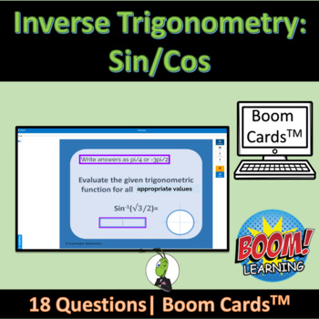 Preview of Evaluating Inverse Trig Unit Circle Sine and Cosine Boom Digital Task Cards