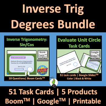 Preview of Evaluate Inverse Trigonometric Functions Unit Circle Google, Boom and Task Card