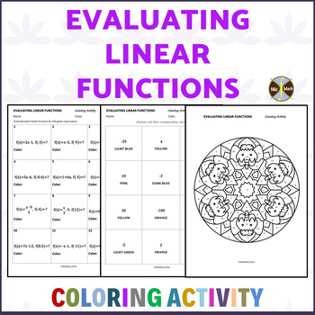 Preview of Evaluating Linear Functions - Coloring Activity/Color by Code