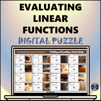 Preview of Evaluating Linear Functions - Matching and a Digital PUZZLE Assembling Activity