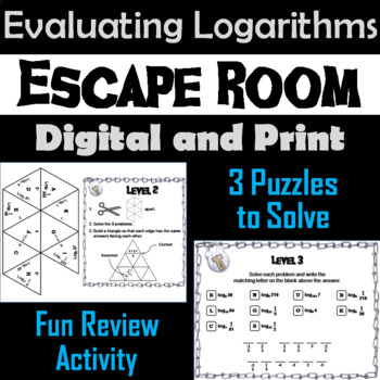 Preview of Evaluating Logarithms Activity: Algebra Escape Room Math Breakout Game
