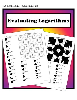 Preview of Evaluating Logarithms Color Worksheet