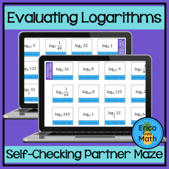 Preview of Evaluating Logarithms Digital Activity Partner Maze