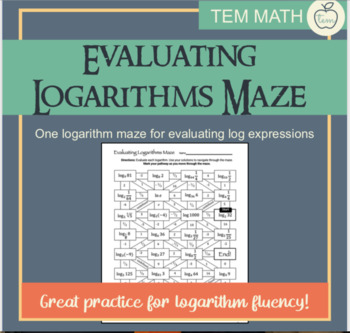 Preview of Evaluating Logarithms Maze