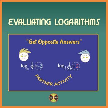 Preview of Evaluating Logarithms - Partner Activity "Get Opposite Answers"