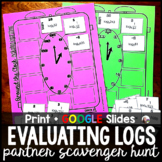 Evaluating Logarithms Math Partner Scavenger Hunt Activity