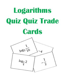 Preview of Evaluating Logarithms Quiz Quiz Trade Flash Cards Activity