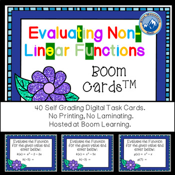 Preview of Evaluating Non Linear Functions Boom Cards--Digital Task Cards