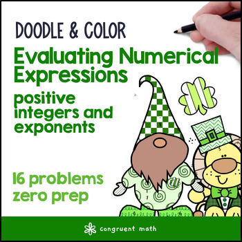 Preview of Evaluating Numerical Expressions | Doodle Math Color by Code | St. Patrick's Day