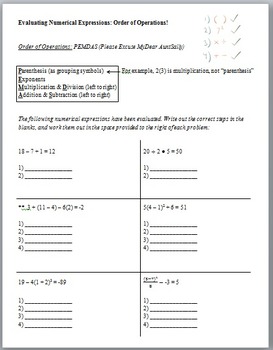Preview of Order of Operations - Guided Notes & Homework
