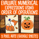 Evaluating Numerical Expressions Pixel Art | Order of Oper