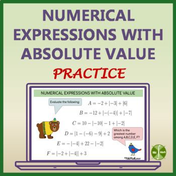 Preview of Evaluating Numerical Expressions with ABSOLUTE VALUE - Digital Practice