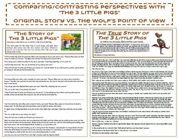 Preview of Evaluating POINT OF VIEW "3 Little Pigs" Blog Post Assignment