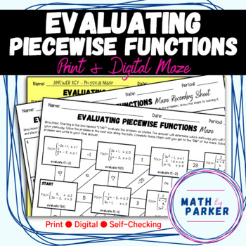 Preview of Evaluating Piecewise Functions Maze (Print & Digital Activity)
