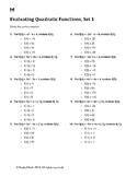 Evaluating Quadratic Functions--Worksheet Pack