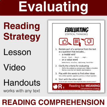 Preview of Evaluating - Reading Comprehension Strategy Lesson - Digital EASEL by TpT