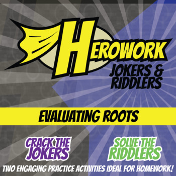 Preview of Evaluating Roots Printable Activities - Mystery Pic & Joke Herowork Worksheets