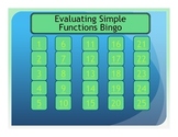 Evaluating Simple Functions Bingo