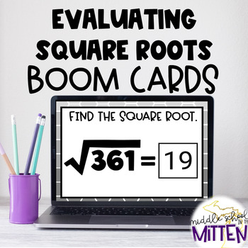 Preview of Evaluating Square Root Boom Cards - Perfect for Distance Learning!