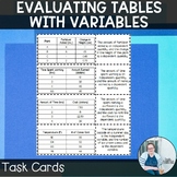 Evaluating Tables with Variables Task Cards TEKS 6.6a CCSS 6.EE.9