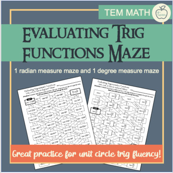 Preview of Evaluating Trig Functions Mazes