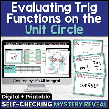 Preview of Evaluating Trig Functions on Unit Circle Self-Checking Digital Activity