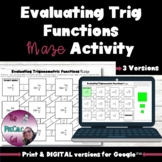 Evaluating Trigonometric Functions Maze Activity - 3 Diffe