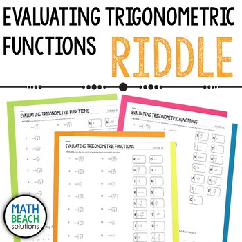 Preview of Evaluating Trigonometric Functions Riddle Activity