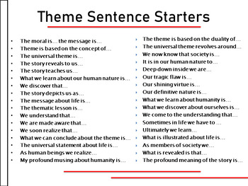 sentence starters for theme essays